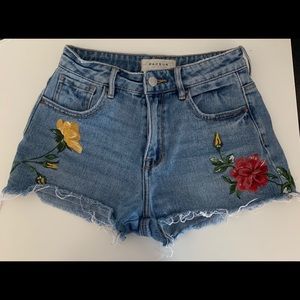 Pacsun Denim Shorts with Flower Details